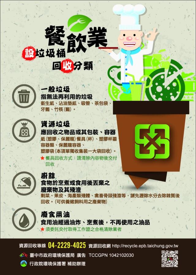 餐飲業 設垃圾桶回收分類