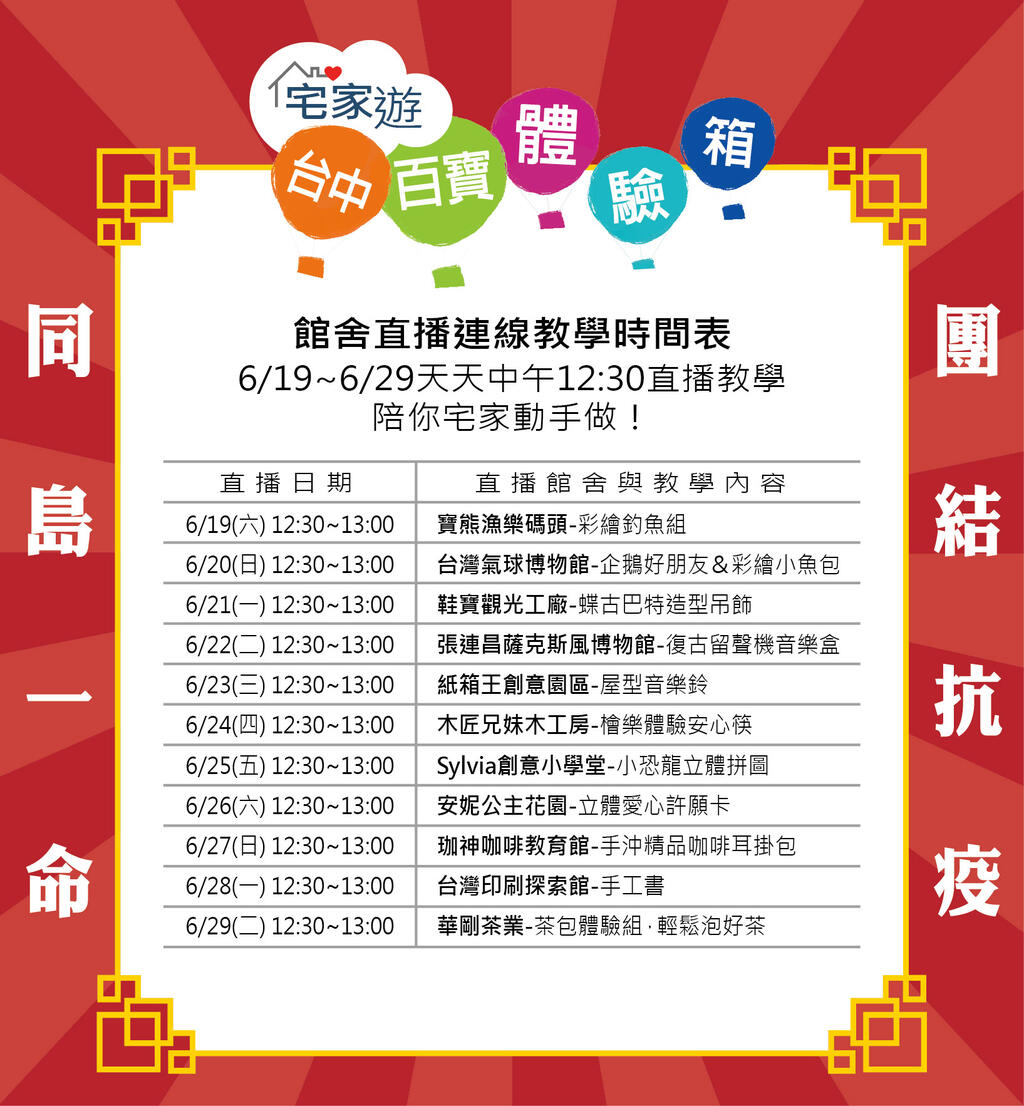 疫情宅家游台中-中市府协助观光产业开拓线上新通路