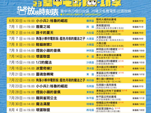 台中電影fun-in季-29區播放一覽表