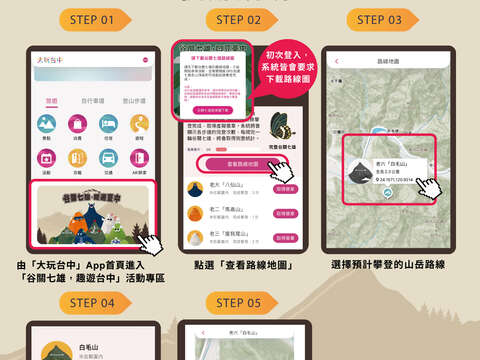 大玩台中app-谷關七雄路線地圖使用說明