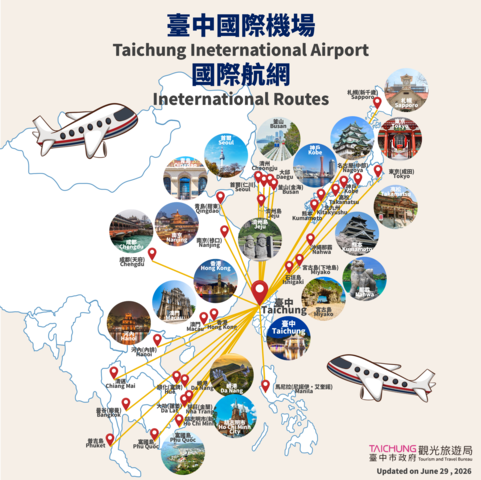 台中國際機場航網圖