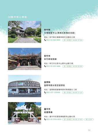 8縣市核心景點(新竹、苗栗、台中)
