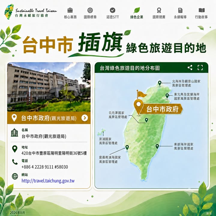 🌏 💚 全台唯一城市!台中正式插旗全球永續旅遊版圖!