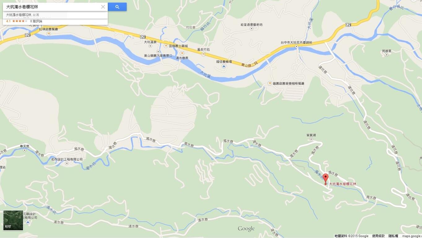 大坑濁水巷櫻花林位置圖